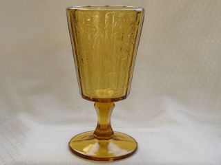   Amber 1880s Pattern EAPG Goblet Water Glass Wheat Hops Barley 3