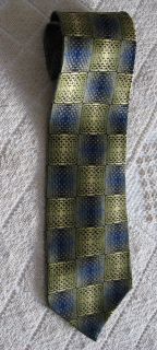 handsome jhane barnes blue golden geometric silk tie 100 % silk made 