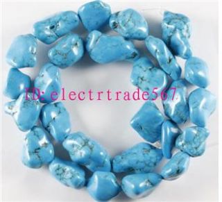 irregular china blue turquoise stone beads 15