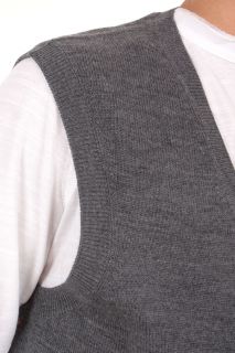Neil Barrett New Man Sweater Sz XL BMA276613 Col Grey 100 Wool Vest 