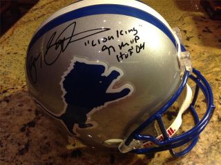Barry Sanders Signed Lions Full Size Helmet w/inscriptions (Schwartz)