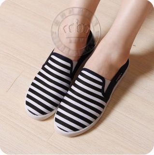   Oceanic Girl Zabra Stripes Canvas Shoes Ballets Flats Loafers Comfort