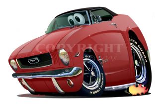 Barrett 1966 Mustang 289 HP Coupe Cartoon Car Wall Graphic Decal Decor 
