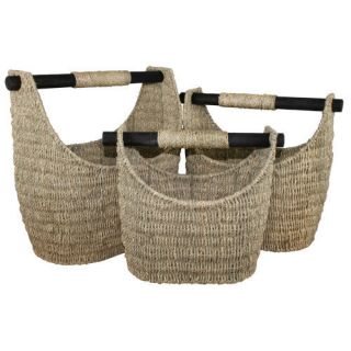 Oval Seagrass Baskets with Wooden Handles 3 Sizes