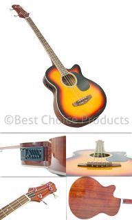 Electric Acoustic Bass Guitar Sunburst Solid Wood Construction with 