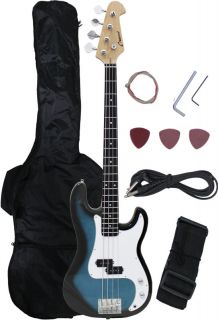   Crescent Blueburst Electric Bass Guitar Strap Amp Cord Gigbag