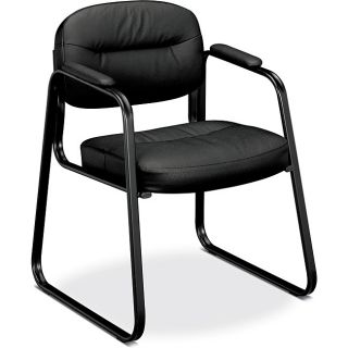 basyx by HON VL653 Black Leather Guest Side Chair