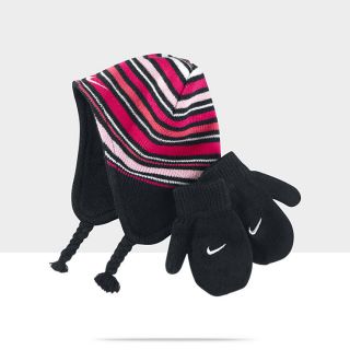  Nike Striped Toddler Kids Hat And Mittens Set