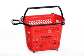 features of new rolling shopping basket cart 30 l red a rolling