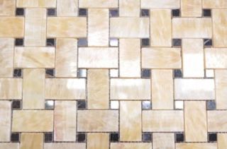   12 Gold/Yellow/Black Honey Onyx Basket Weave Mosaic Backsplash Tile
