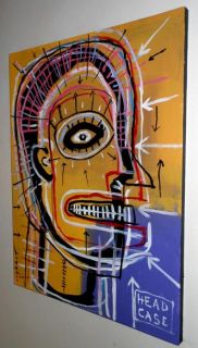   Hughart Outsider Folk Art Basquiat Styled Painting Head Case