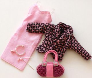 barbie doll clothes dress and barbie doll jewelry set and bag