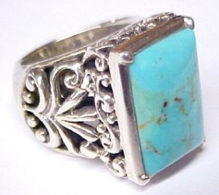 Barse Blue Turquoise Accented Sterling Silver Womens Ring Size 8 