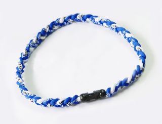 50cm Ionic Titanium Baseball Sport Necklace Blue White