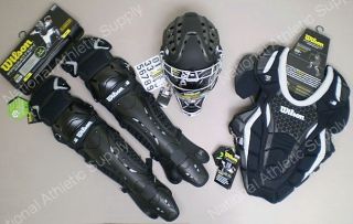 Wilson Promotion Black Catchers Gear Set with Matte Shock FX Helmet 