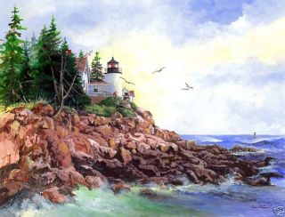 Bass Harbor Lighthouse Maine Art Limit Ed Giclee
