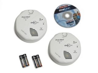 Wall or Ceiling Mount and Smoke Alarm with Battery Door Opened