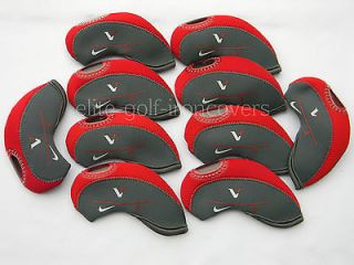 10 NIKE Vr Iron Covers Red Grey Neoprene Golf Headcovers Pro Blade 