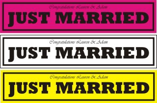 JUST MARRIED NUMBER PLATE PERSONALISED WEDDING CAR SIGN