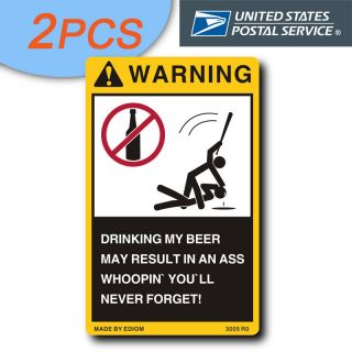 2PCS Warning sticker for your Bar Beer Fridge Keg Corona Bud Light 