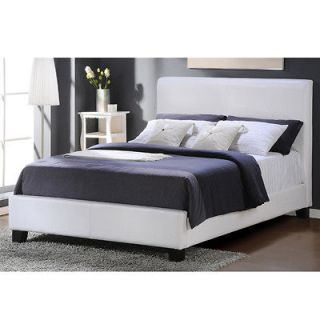 Modern Contemporary King Size White Platform Bed Frame Bedroom 