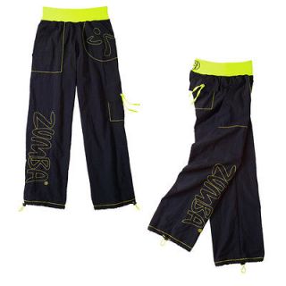 newly listed new zumba logo cargo pants black and green