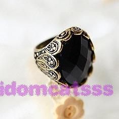 Black Womens Ladies Shiny Antiqued Bronze Faux Crystal Ring FREE S&H 