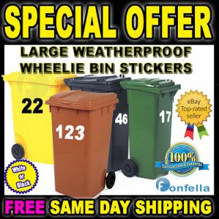   LARGE WHEELIE BIN DIGIT HOUSE NUMBER Stickers OUTDOOR RECYCLING CHEAP