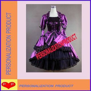 victorian gothic lolita satin purple dress ball gown 2p
