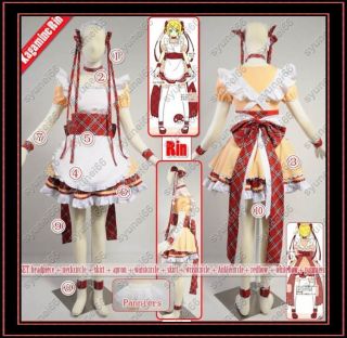 VOCALOID 2 Kagamine Rin Maid Cosplay Costume Custom Any Size
