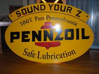 Double Sided Steel Replica 31 x 21.5 Pennzoil Oil Sign Gas Pump 