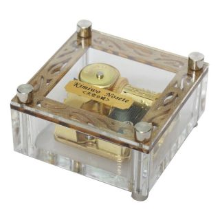 Acrylic Musical Box Windup 18 Note Movement gold,Tune is Lilium from 