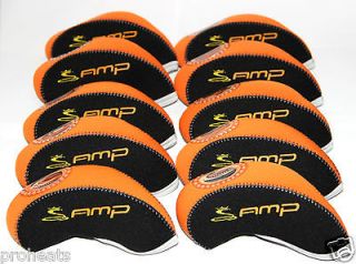   AMP 10pcs Golf Iron Headcover Orange/Black Covers Fit ALL 2013 style