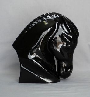 HAEGER ART POTTERY HORSE HEAD CHESS KNIGHT EBONY BLACK RARE