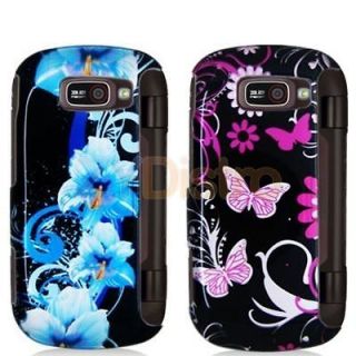 Blue Flower+Pink Butterfly Hard Case Cover Accessories For LG Octane 