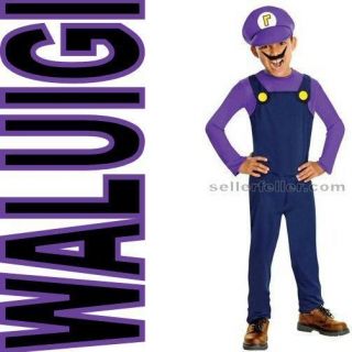 Mario Brothers Nintendo Bros WALUIGI Child Halloween Costume L Large 