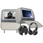 2Pcs Auto Headsets Car Pillow DVD SD Player Remote Ctrl Handles 9 LCD 