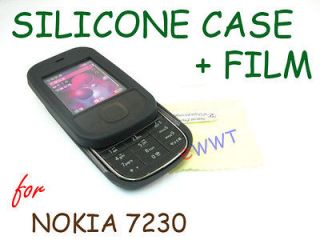 Black * Silicone Cover Soft Case + Screen Protector for Nokia 7230 
