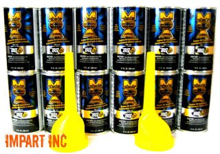 BG MOA motor oil additive (12)11oz. cans and 2 funnels From the 