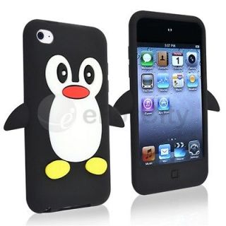 BLACK PENGUIN SKIN SILICONE RUBBER COVER CASE For IPOD TOUCH4 4G 4TH 