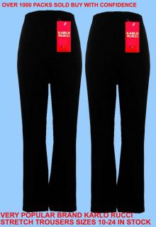 ladies pack of 2 bootleg stretch trousers black sz10 24