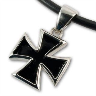 IRON CROSS PENDANT STAINLESS STEEL necklace silver black unisex gothic 