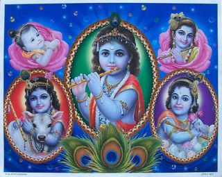 baby lord krishna five views poster 9 x11 3271 from