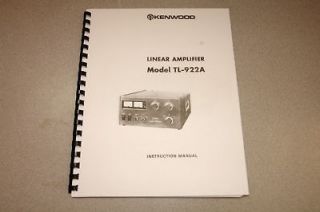 Kenwood TL 922A Amplifier Operation Manual w/Plastic Covers