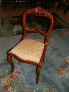 GORGEOUS ANTIQUE ROSE CARVED BALLOON BACK CHAIR GLOWING NATURAL 
