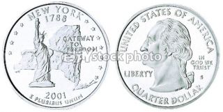 Quarter, 2001, New York, 50 State Quarters