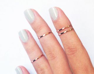 Above the Knuckle Rings   rose gold plated thin shiny bands   set of 