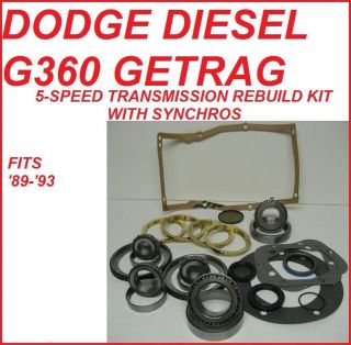 DODGE DIESEL GETRAG G360 MANUAL TRANSMISION REBUILD Kit WITH SYNCHROS 