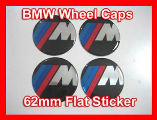 4x bmw m wheel center caps emblem sticker flat 62mm