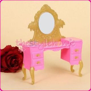 Mini Pink Yellow Bedroom Furniture Dressing Makeup Table For Barbie 